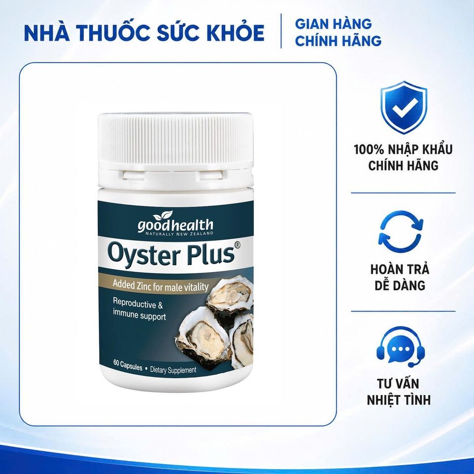 [Nhập khẩu] Tinh Chất Hàu Oyster Plus Goodhealth 60 Viên - Hỗ Trợ Sinh Lý Nam Giới, Chiết Xuất Từ Hàu Tự Nhiên, Sản Phẩm Chất Lượng New Zealand, 60 viên, 60 viên