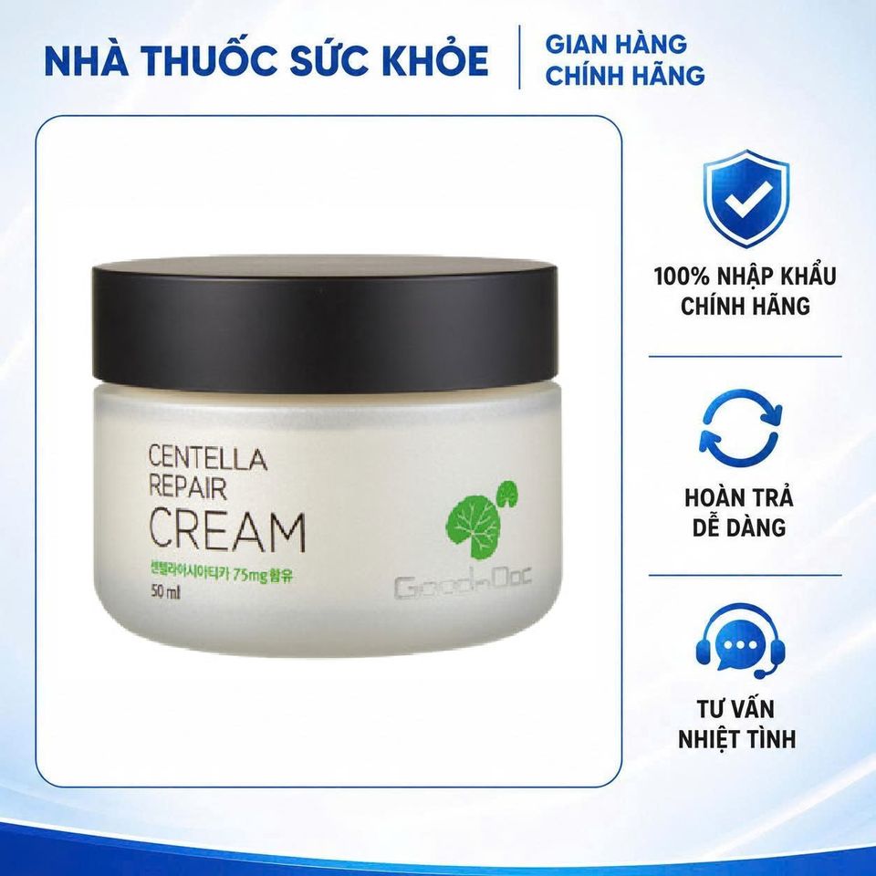 Kem Dưỡng Ẩm Phục Hồi GoodnDoc Centella Repair Cream 50ml - Dưỡng Da Khỏe Mạnh, Cấp Ẩm, Phục Hồi Da Hư Tổn Cho Mọi Loại Da